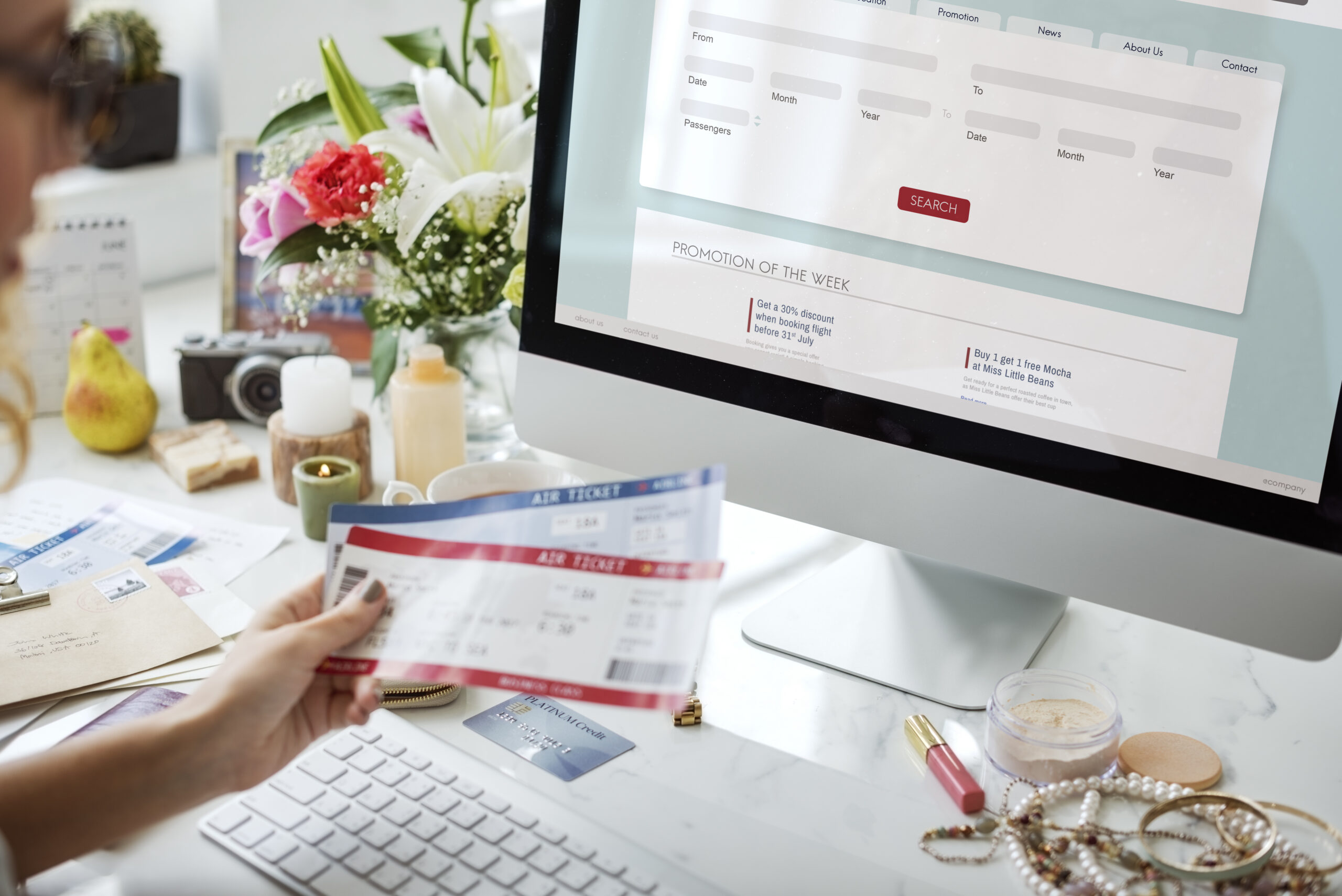 Woman booking ticket online - Revenue Management Labs