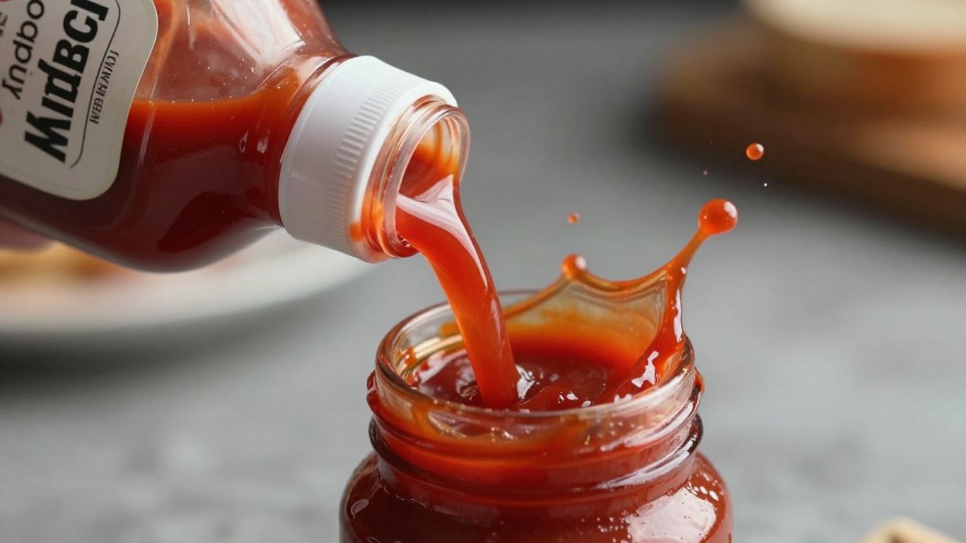 Ketchup bottle with red liquid splashing.
